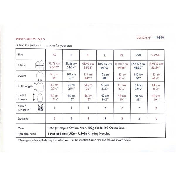 Pattern - Nice V Neck Cardigan in Jewelspun Ombre Aran 10840