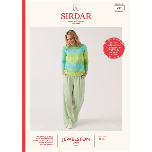 Pattern - Round the Raglan Sweater in Jewelspun Ombre Aran 10841