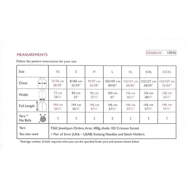 Pattern - Sleek Sleeveless Maxi in Jewelspun Ombre Aran 10846