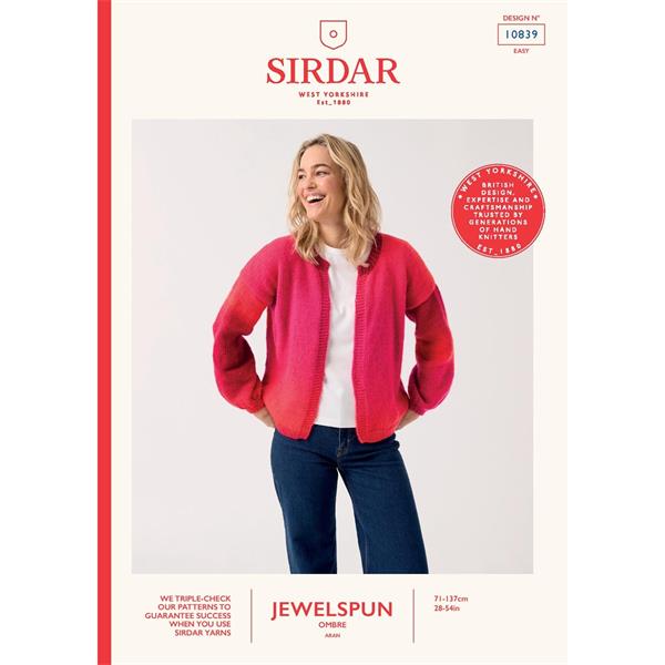 Pattern - Event Edge Cardigan in Jewelspun Ombre Aran 10839