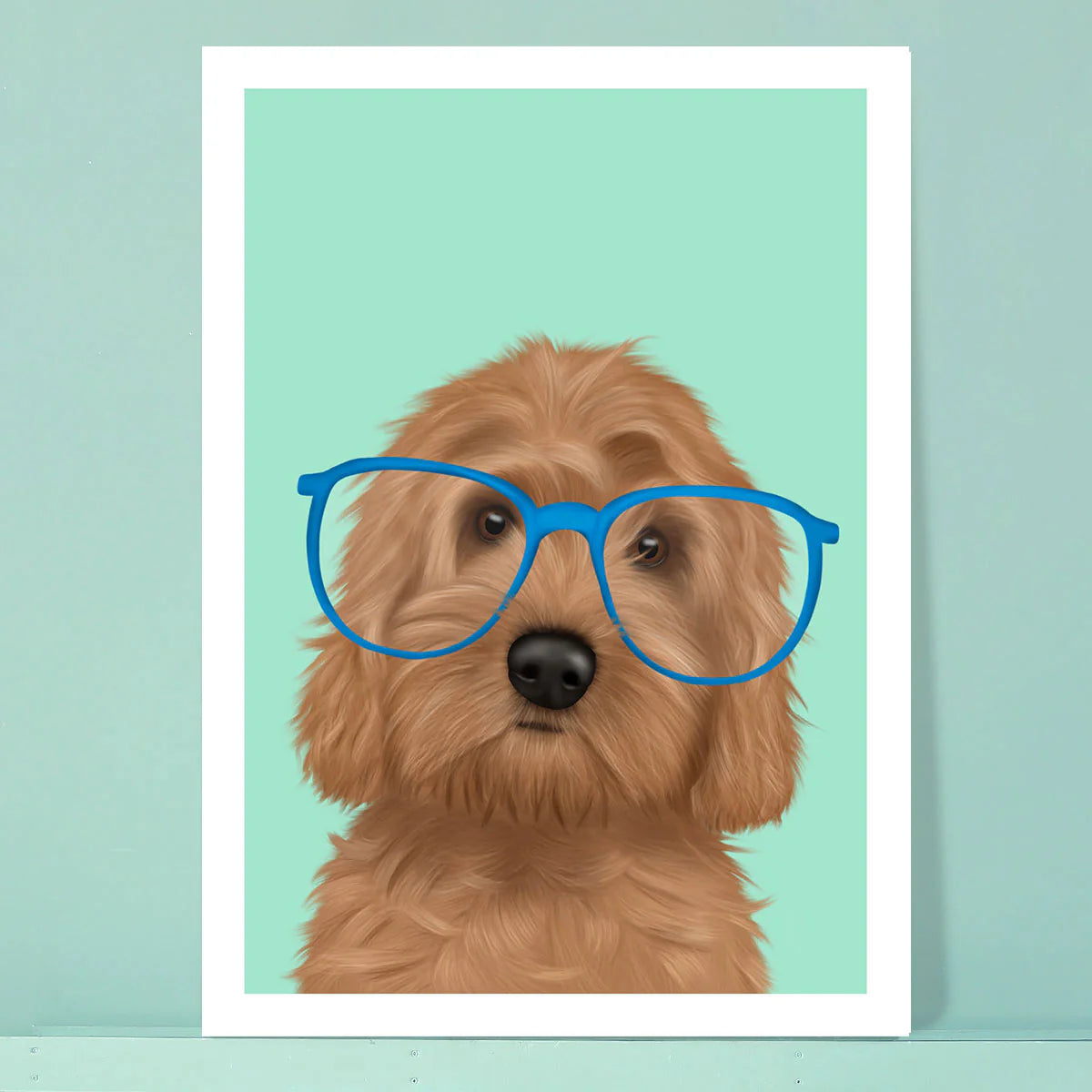 Cockapoo with Glasses Card