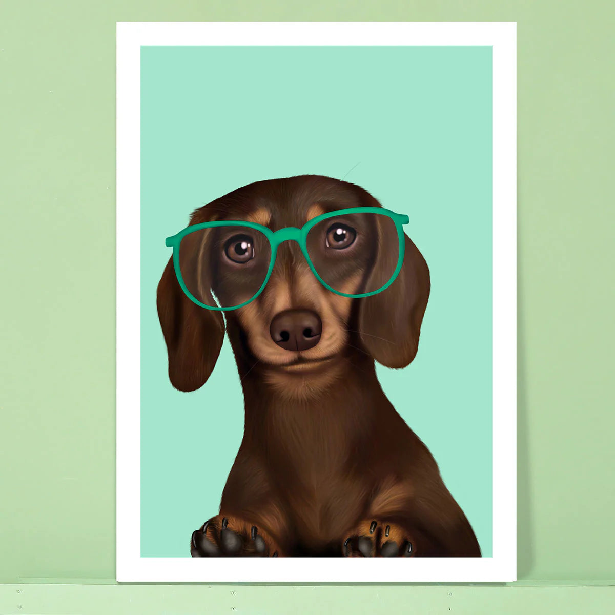 Daschund with Glasses Card