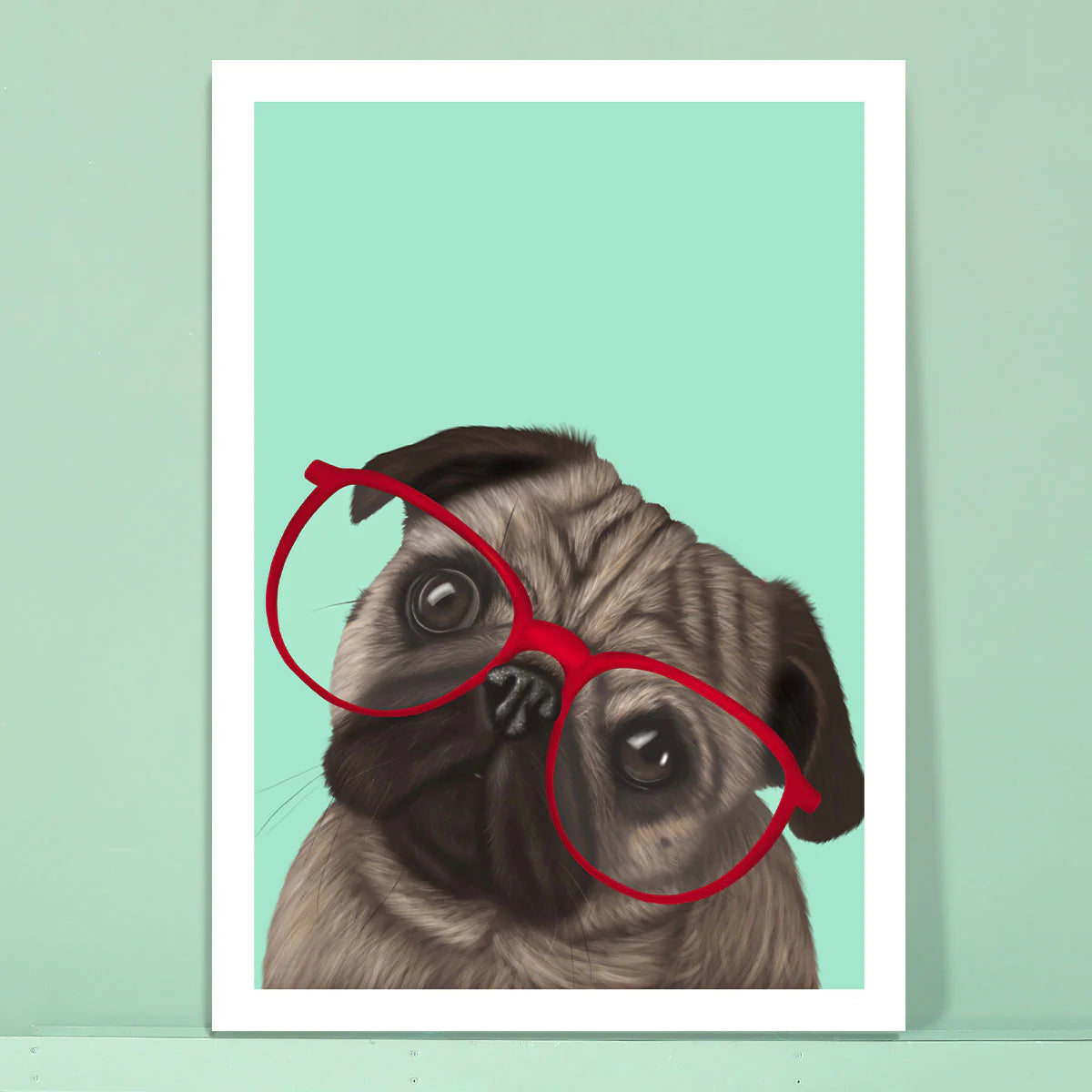 Pug with Glasses Card
