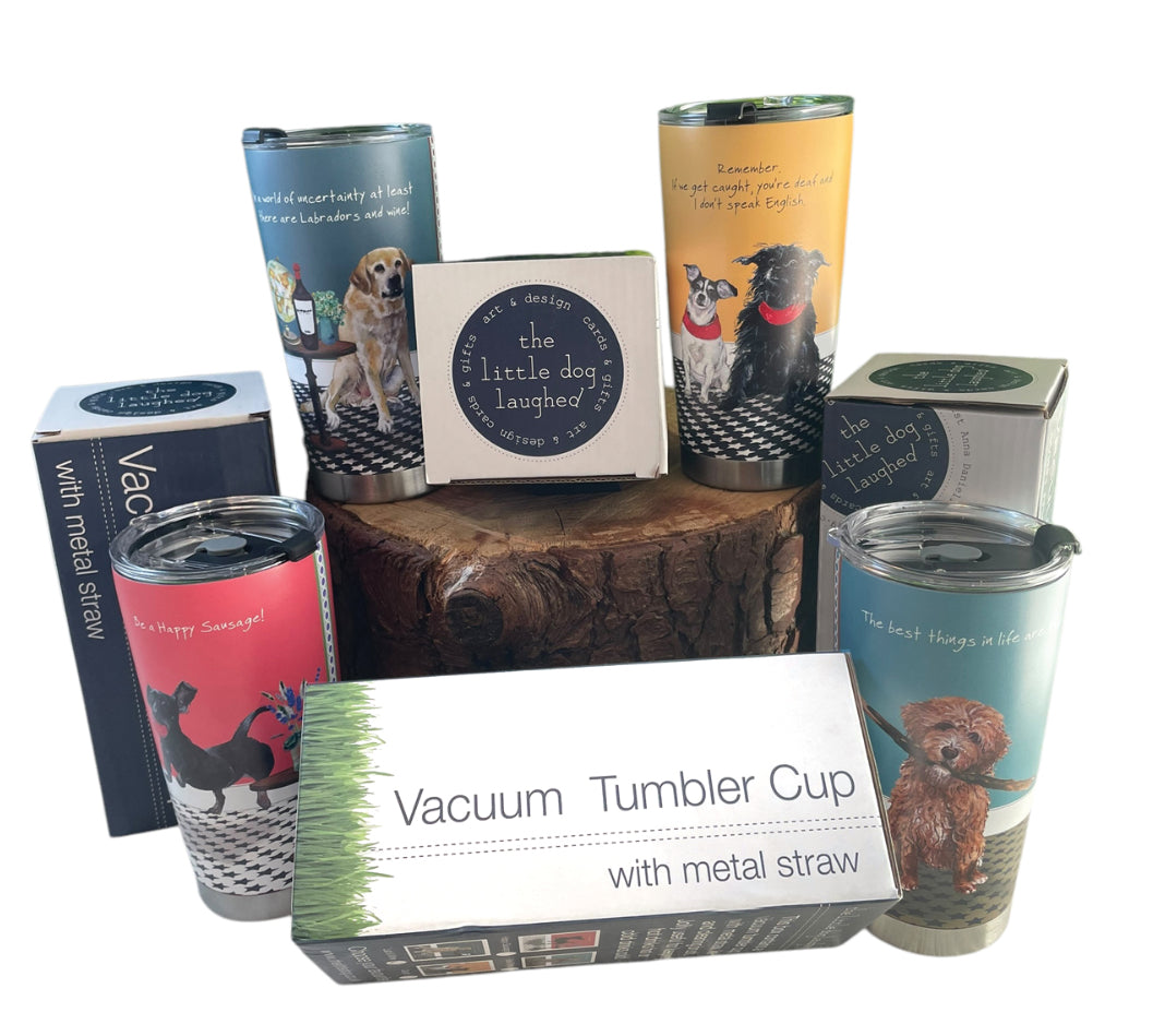 Terrier Dogs Caught Gift Cup Vacuum Tumbler with Metal Straw