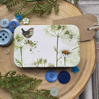 Wren and Daisies Small Rectangle Tin