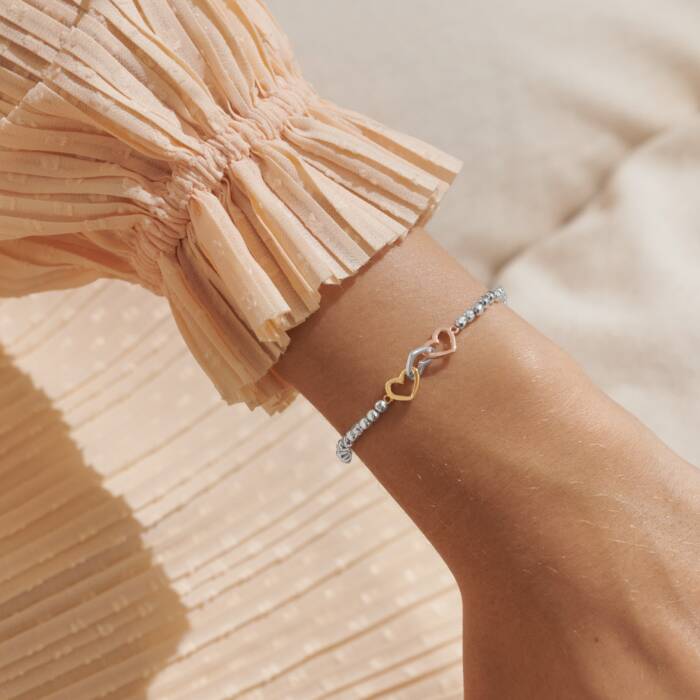 Forever Yours 'Daughter Forever Treasured' Trio Bracelet In Silver, Gold And Rose Gold Plating