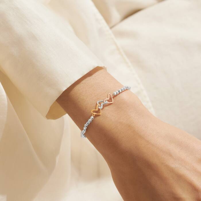 Forever Yours 'Friendship Laughter Happiness' Trio Bracelet In Silver, Gold And Rose Gold Plating