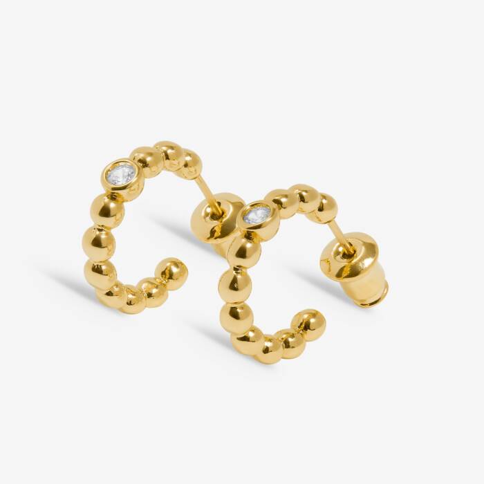 Style Stories Beaded Cubic Zirconia Hoop Earrings