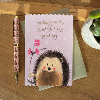Alex Clark Hedgehog and Flowers Birthday Card