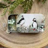 Alex Clark Puffins and Sea Campion Sliding Tin