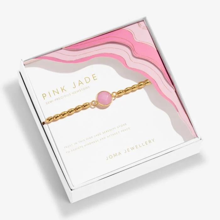 Serenity Stones | Pink Jade Bracelet | Gold Plated | Joma Jewellery