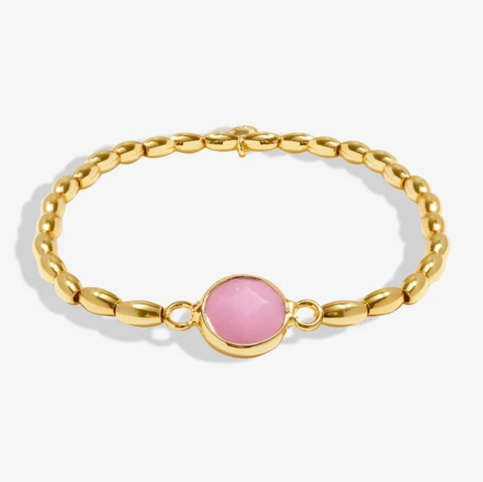 Serenity Stones | Pink Jade Bracelet | Gold Plated | Joma Jewellery