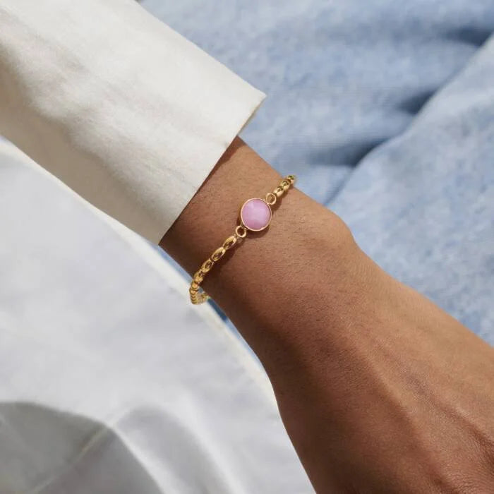 Serenity Stones | Pink Jade Bracelet | Gold Plated | Joma Jewellery