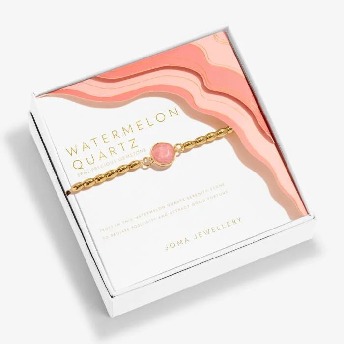 Serenity Stones | Watermelon Quartz Bracelet | Gold Plated | Joma Jewellery
