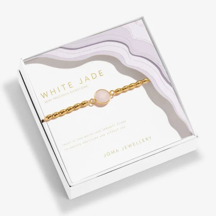 Serenity Stones | White Jade Bracelet | Gold Plated | Joma Jewellery