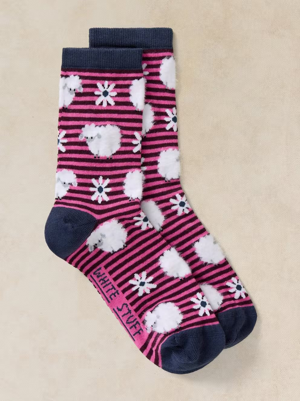 White Stuff Fluffy Stripe Ankle Socks
