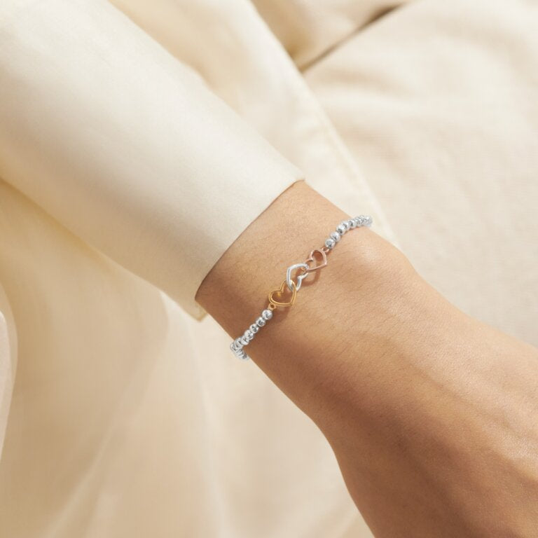 Forever Yours 'Mum Forever Loved' Trio Bracelet In Silver, Gold And Rose Gold Plating