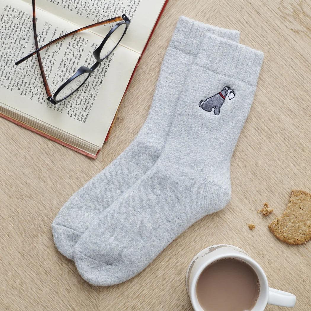 Sweet William Grey Schnauzer Dog Walking Socks