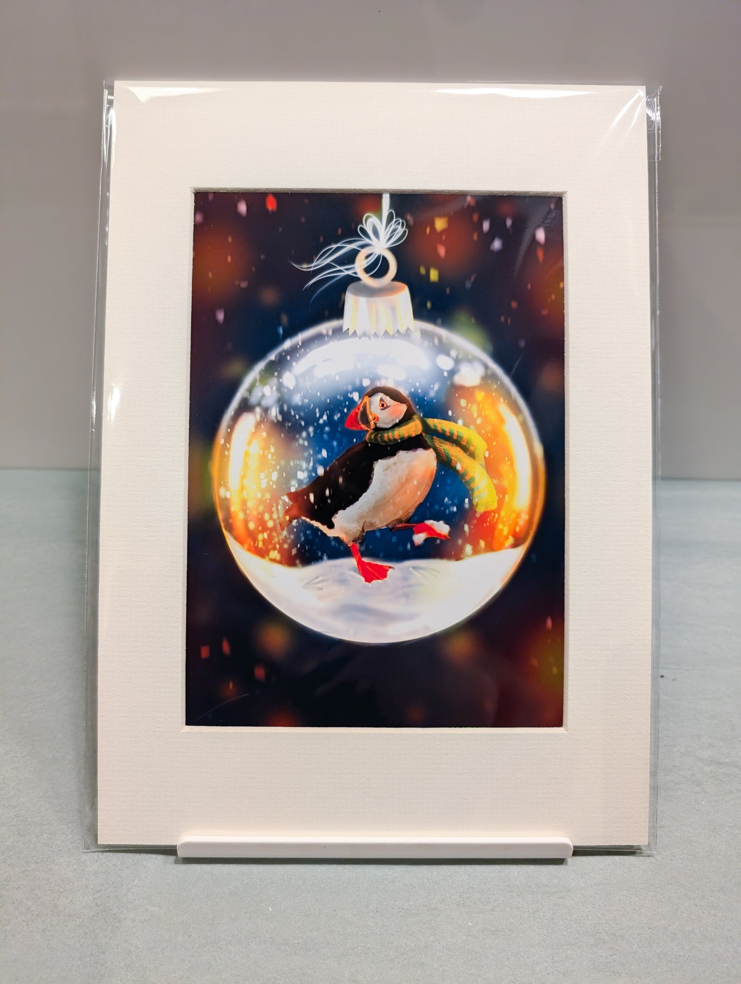 Mounted Puffin Bauble Print