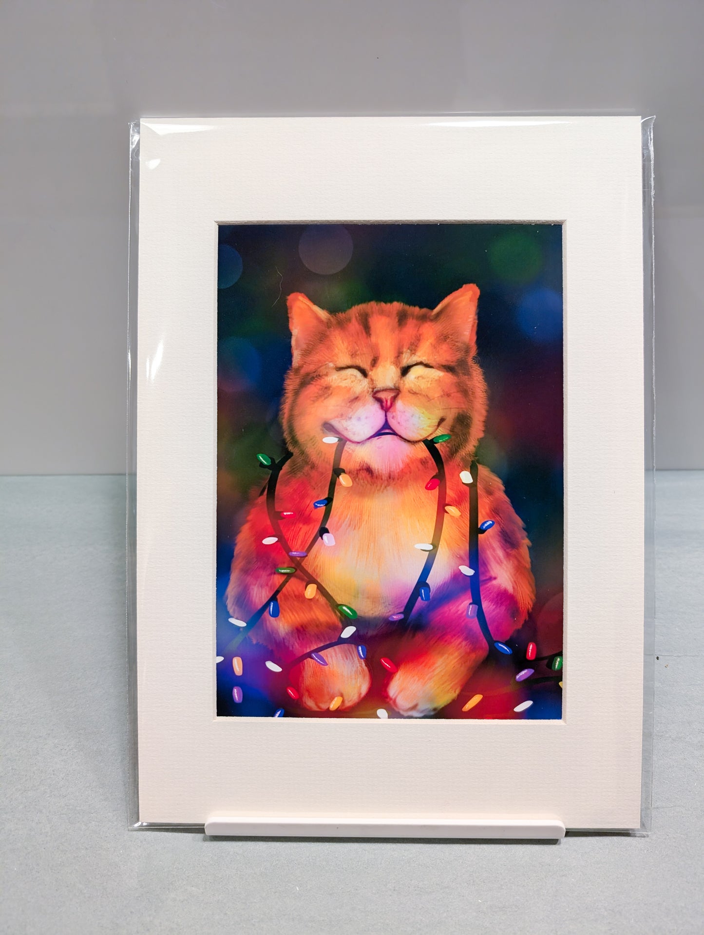 Mounted Feline Festive Print