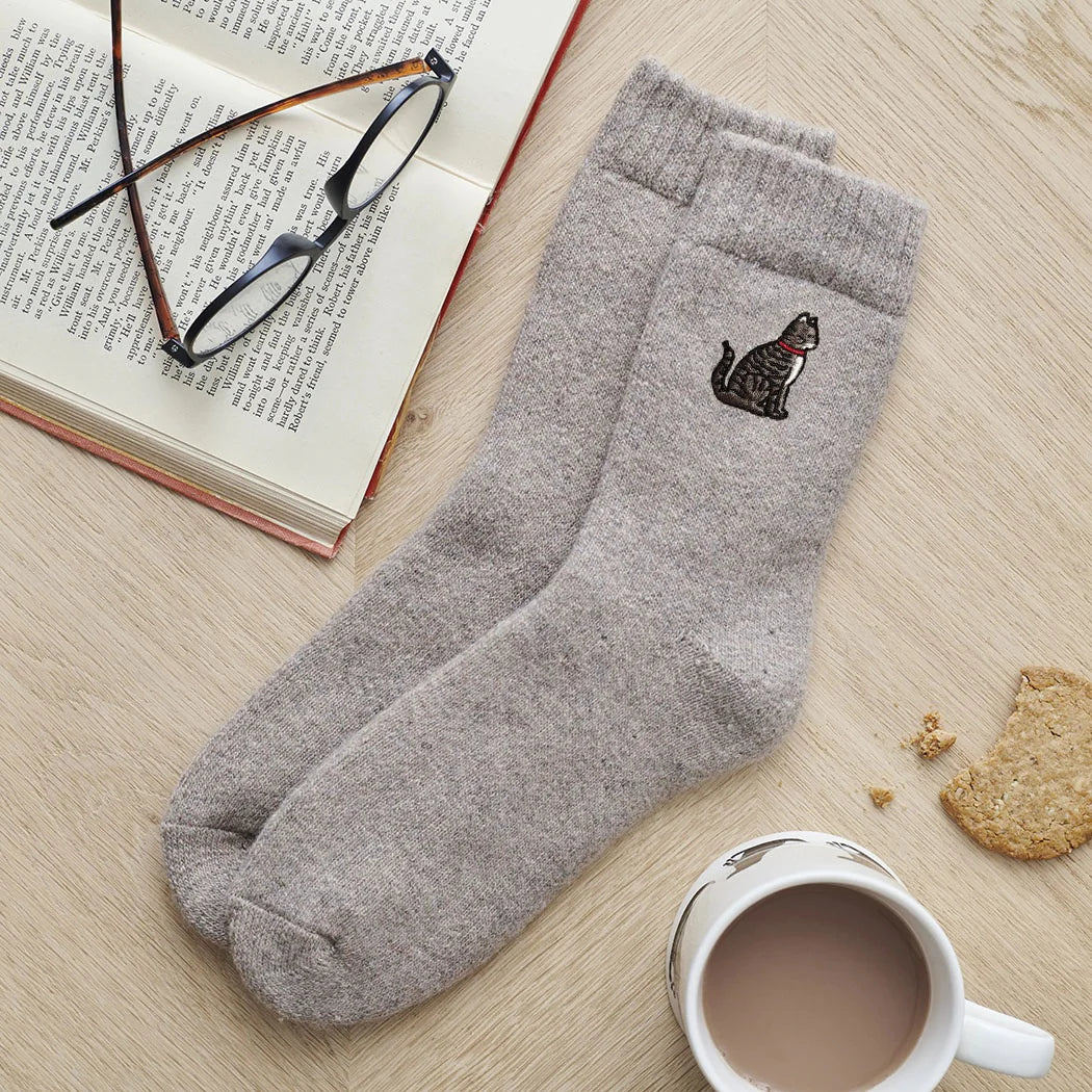 Sweet William Tabby Cat Wool Socks