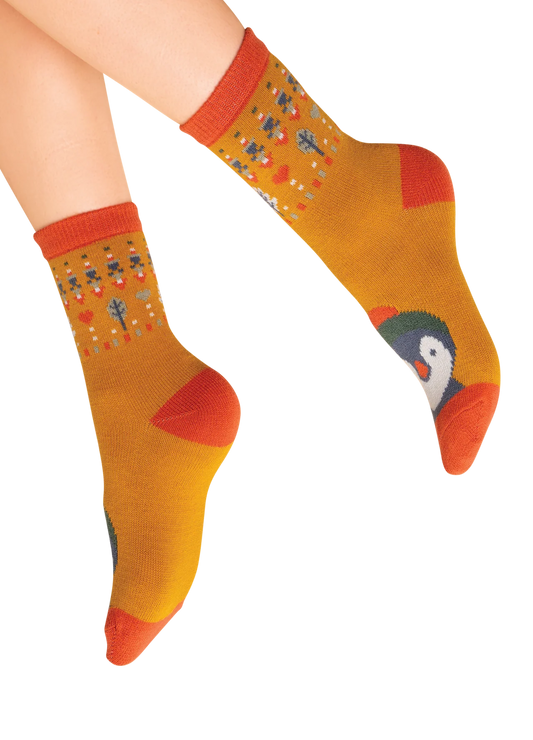 Powder Penguin Wool Socks