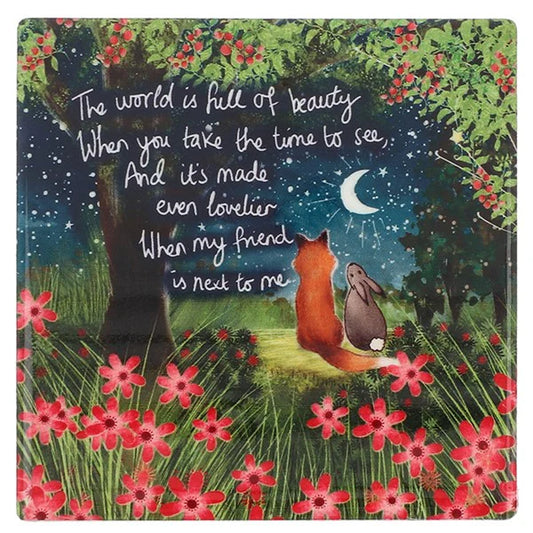 Fox Under The Moon Ceramic Coaster in Gift Box - Beautiful Friend