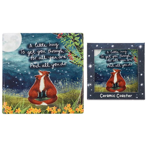 Fox Under The Moon Ceramic Coaster in Gift Box - Little Hug