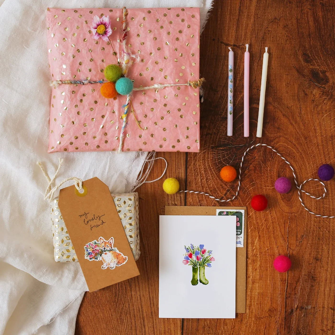 Louise Mulgrew Flowers in Wellies Mini Card