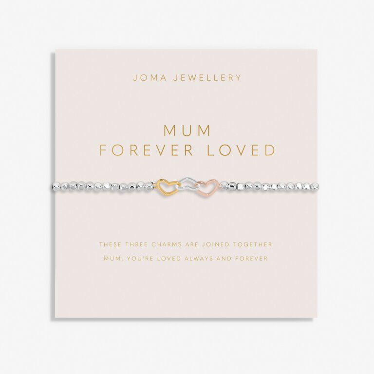 Forever Yours 'Mum Forever Loved' Trio Bracelet In Silver, Gold And Rose Gold Plating