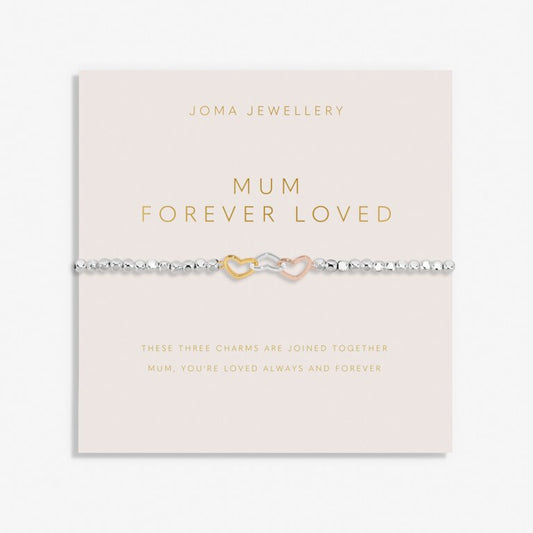 Forever Yours 'Mum Forever Loved' Trio Bracelet In Silver, Gold And Rose Gold Plating