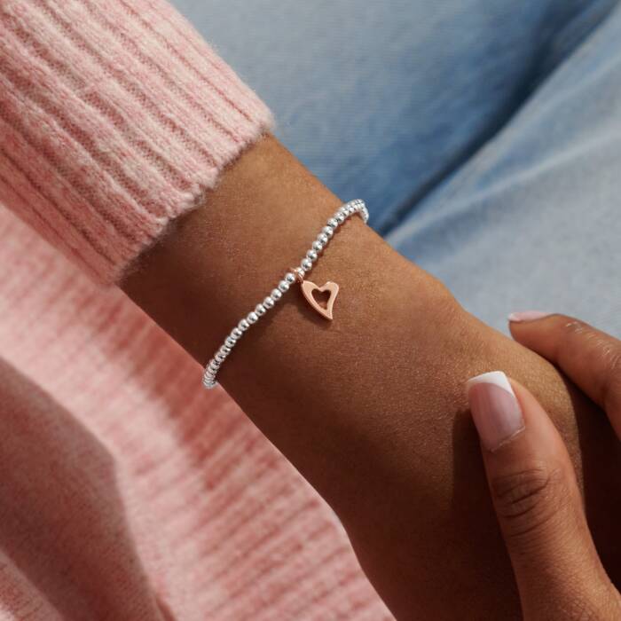Joma Jewellery A Little 'Lucky To Have A Friend Like You' Bracelet in Silver and Rose Gold Plating