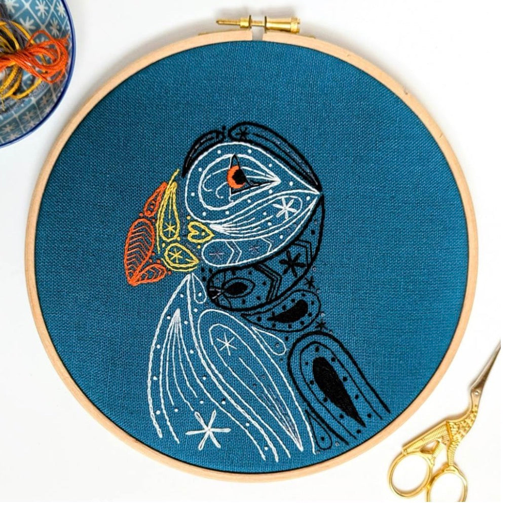 Paraffle Paisley Puffin Embroidery Kit