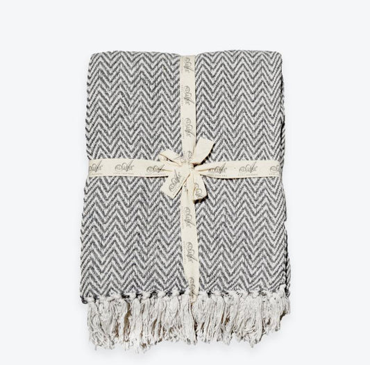 Audley Chevron Herringbone Throw Charcoal