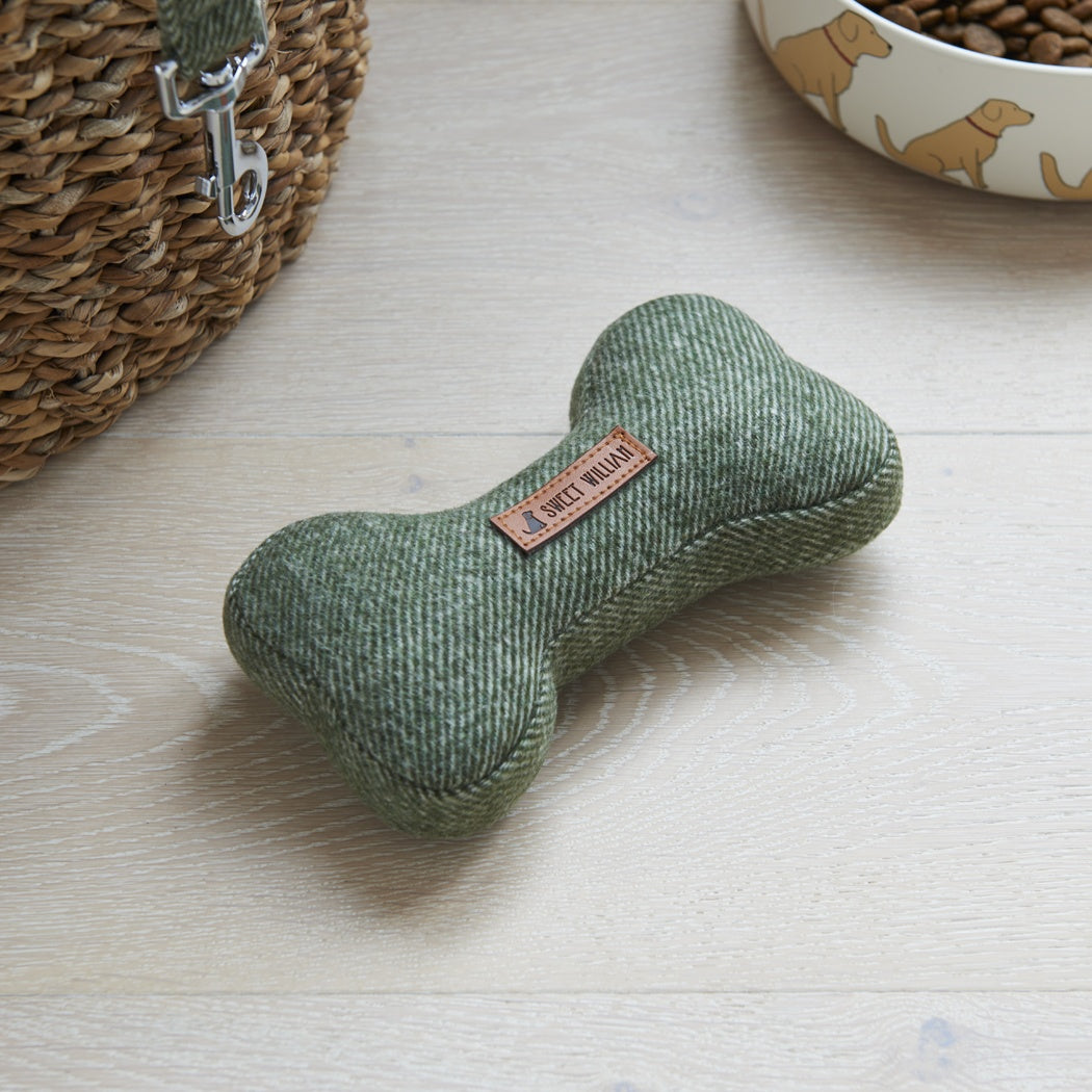 Tweed Dog Bone  Large Green