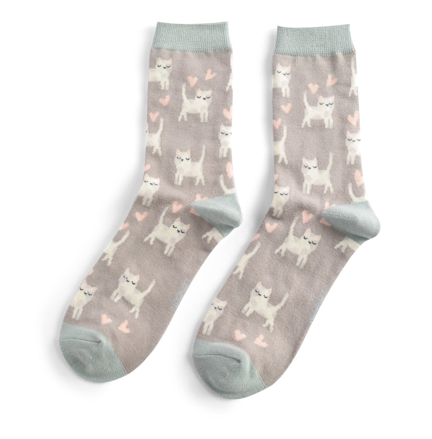Miss Sparrow Sleeping Cats Socks Grey