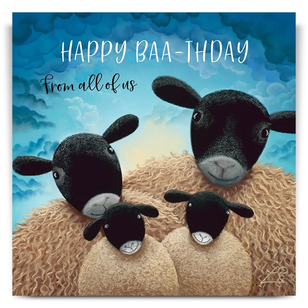 Family Portrait - Happy Birthday Greetings Card
