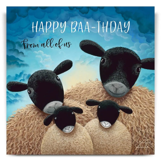 Family Portrait - Happy Birthday Greetings Card
