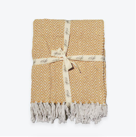 Audley Chevron Herringbone Throw Mustard