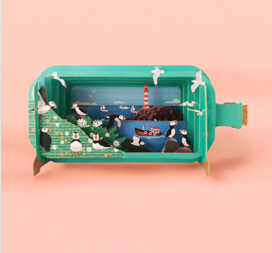 Alljoy Design Puffins Message in A Bottle Card