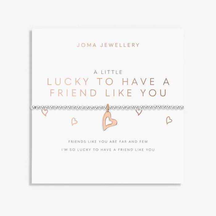 Joma Jewellery A Little 'Lucky To Have A Friend Like You' Bracelet in Silver and Rose Gold Plating