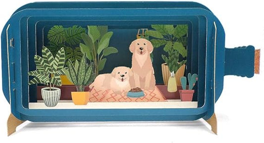 Alljoy Design Happy Dogs Message In A Bottle Card