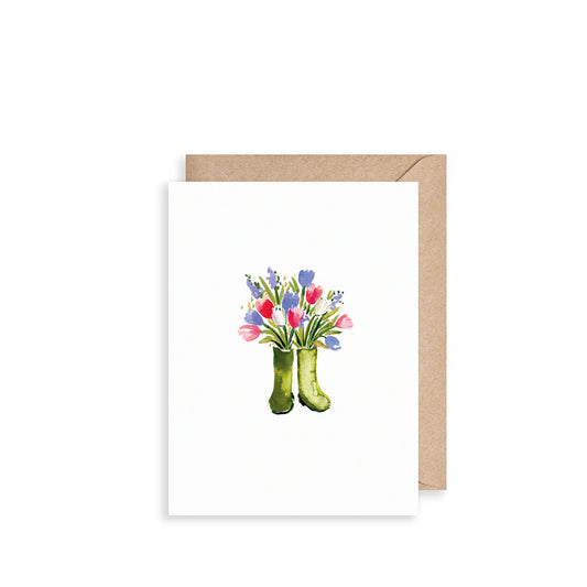 Louise Mulgrew Flowers in Wellies Mini Card