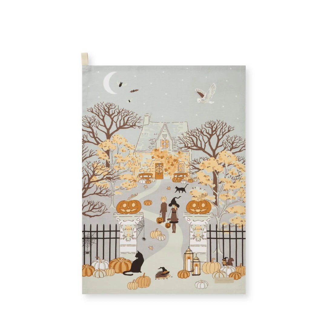 Trick Or Treat Scene Tea Towel