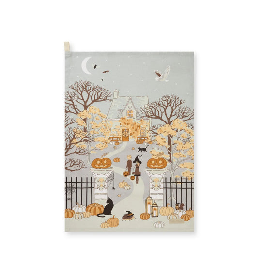 Trick Or Treat Scene Tea Towel