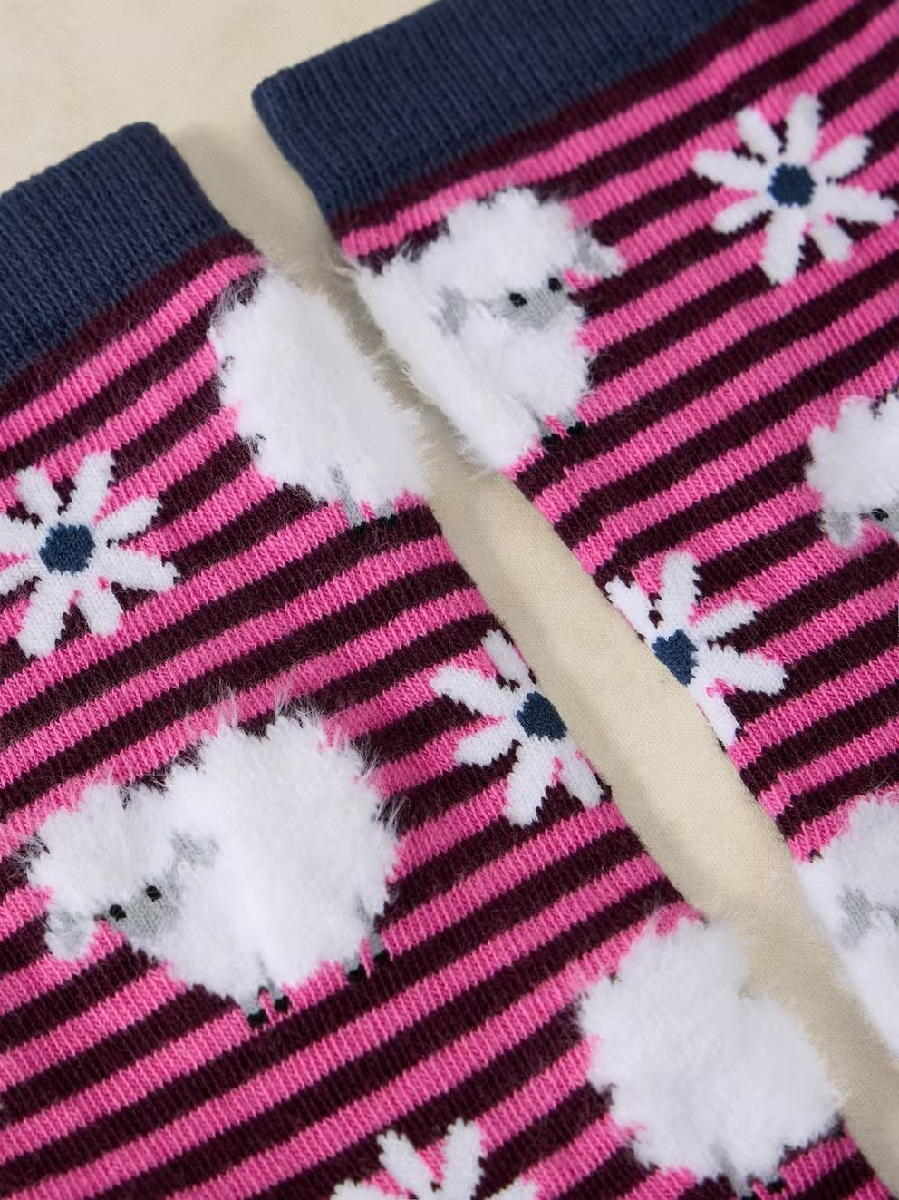 White Stuff Fluffy Stripe Ankle Socks