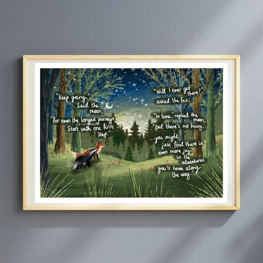 Fox Under The Moon Artist Print - Keep Going