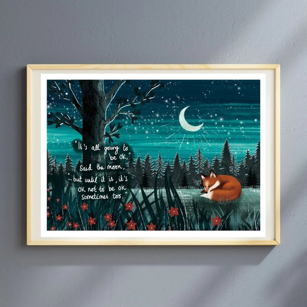 Fox Under The Moon Artist Print - It’s Ok