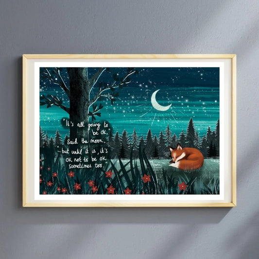 Fox Under The Moon Artist Print - It’s Ok