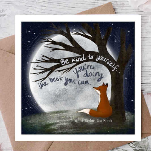 'Be Kind' Single Greeting Card By Fox Under The Moon